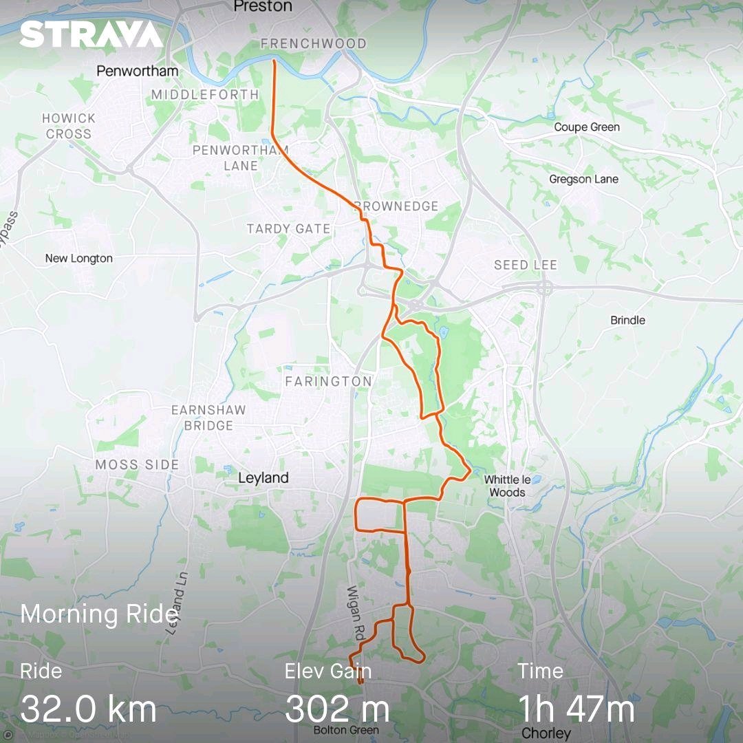 First bit of real training for the Manchester to Blackpool charity bike ride with @Virtue_Tech in aid of andysmanclub.co.uk #itsokaytotalk #andymansclub. Why not sponsor us at justgiving.com/page/virtuetec… strava.app.link/V5N5OiGpxJb.