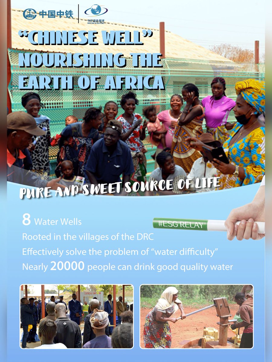 In the Kisanfu village, Lualaba Province, DRC, the shortage of water resources and the poor quality of water have seriously affected the health of local people. By 2022, CREC MKM Mining had built eight wells for local people, providing clean drinking water for nearly 20,000