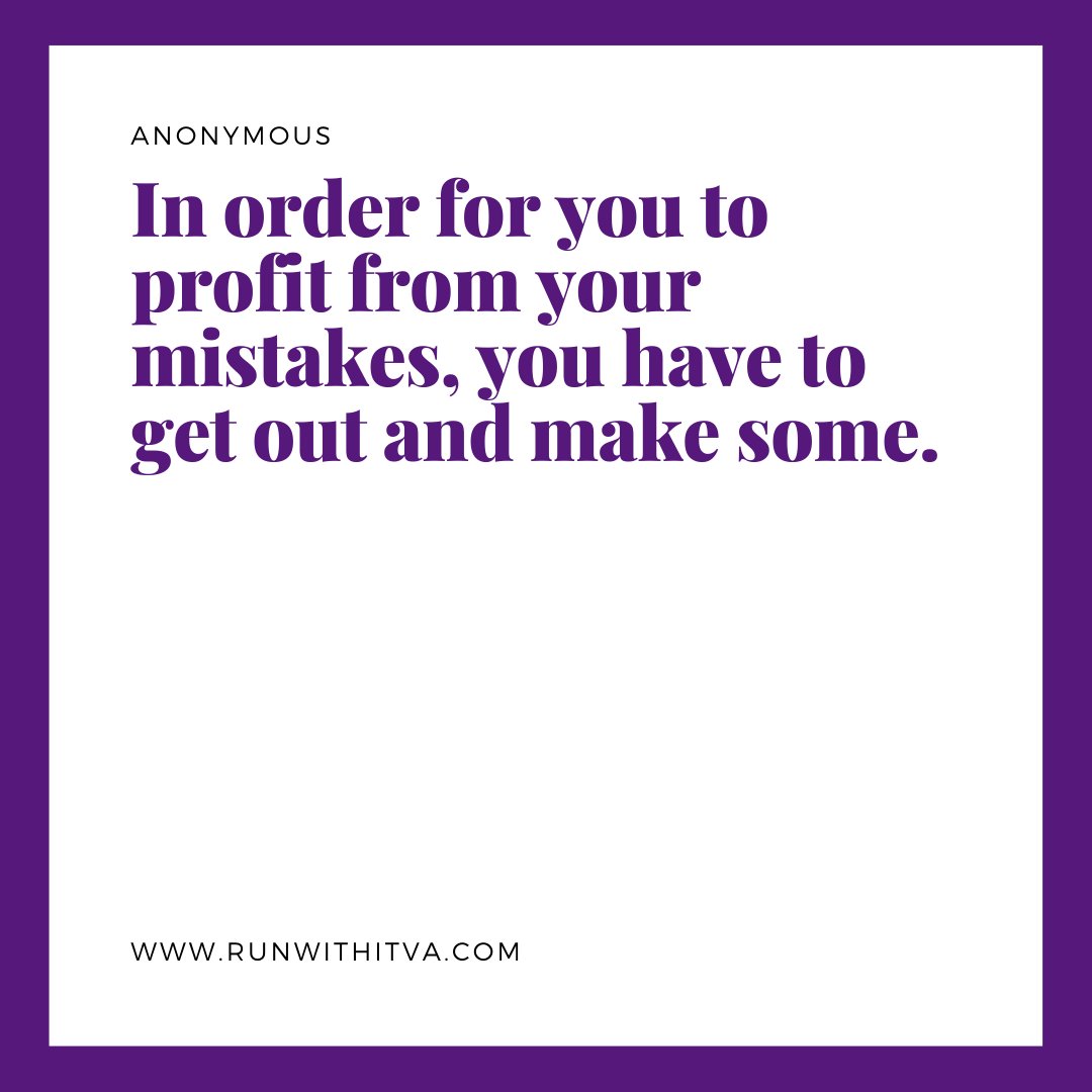 Mistakes happen. Learn from them and let them go.

#personalbrand #virtualassistanttips #onlinebusinesssuccess