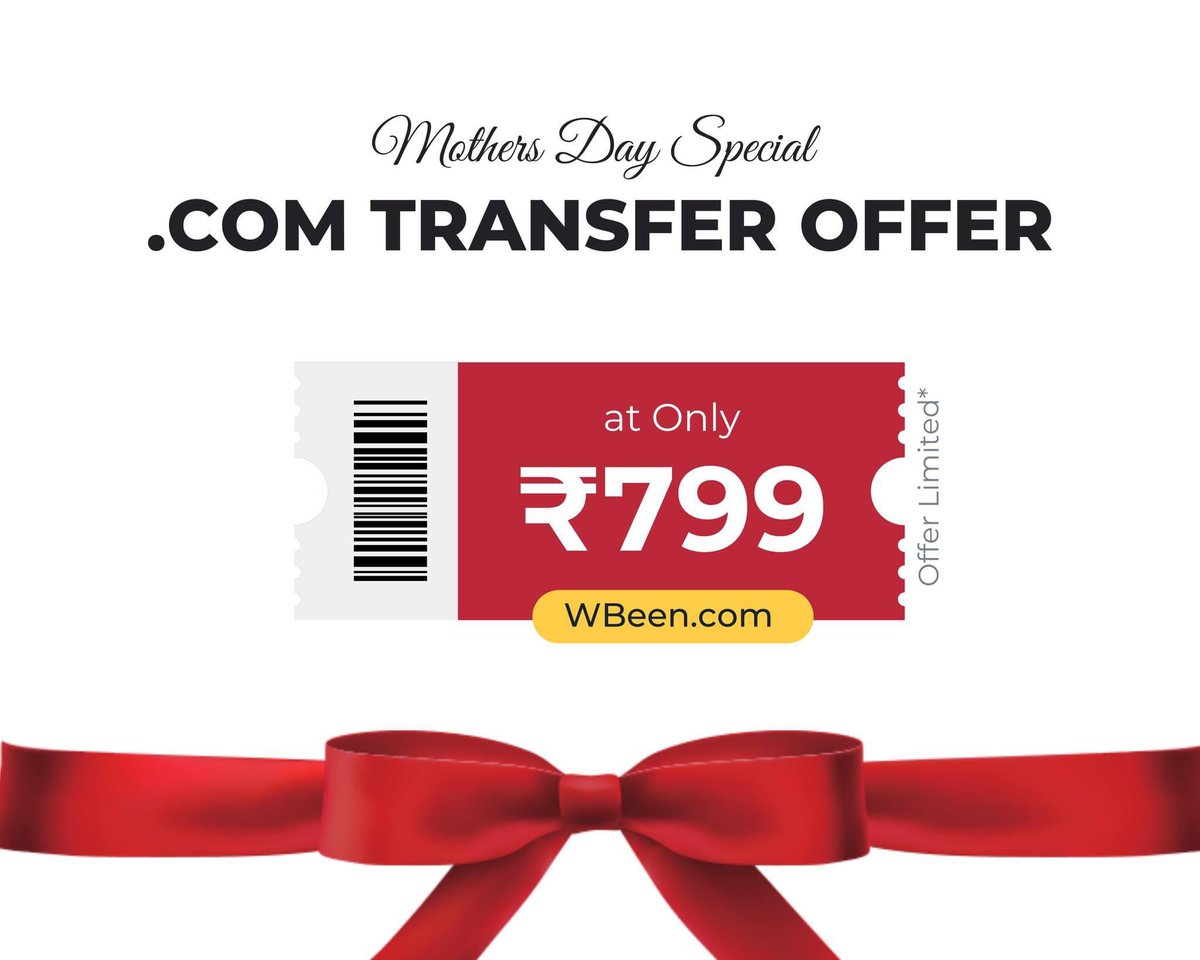.com Transfer Offer - wbeen.com

#DomainNameForSale #Domains #domain #HappyMothersDay #offer #dotcom #wbeen #domaintransfer #hosting #india