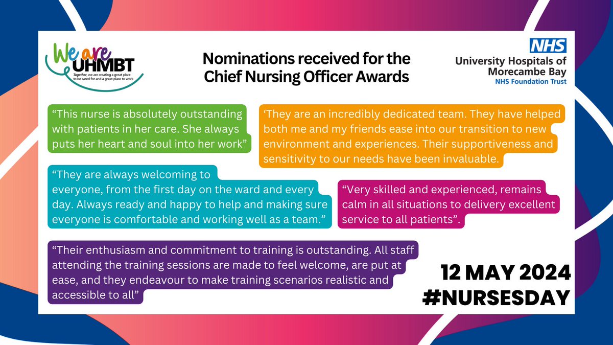 A key part of our annual events calendar are the Chief Nursing Officer Recognition Awards! The awards aim to recognise and celebrate the contribution of colleagues including Nurses. Take a look at some of the nominations... #NursesDay