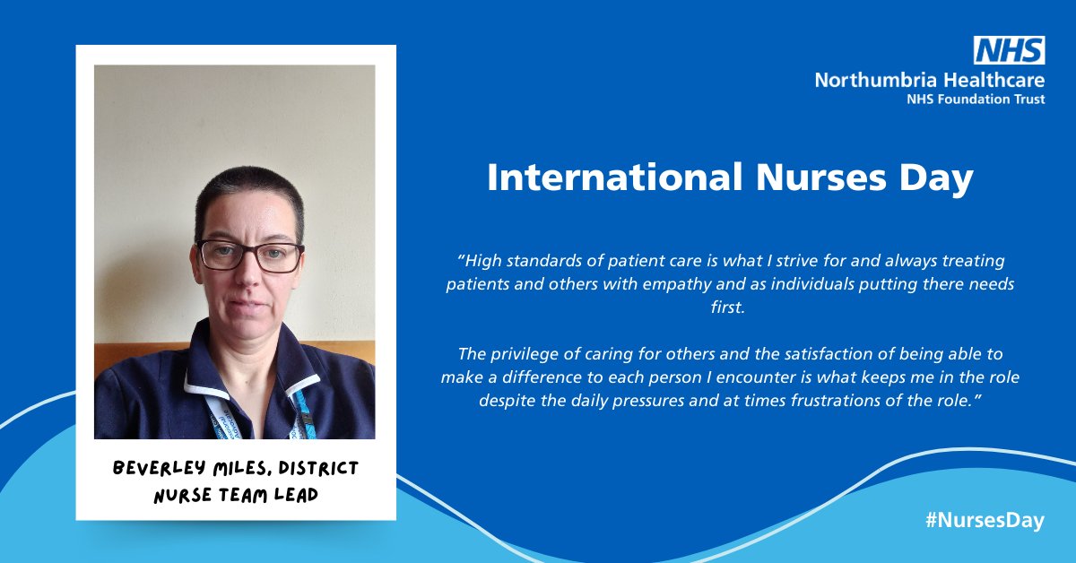 Beverley Miles, the District Nurse Team Lead for Cramlington and Seaton Delaval/Seghill, shares with us the journey she has taken to her current role. Read more about Beverley’s journey and why she loves being a nurse 👉 ow.ly/JM8v50RB8bT #IND2024 #NursesDay
