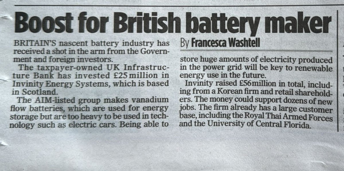 A shot in the arm for our battery industry as we’ve backed @InvinityEnergy with £25mil to develop homegrown batteries. This is part of plan to make sure the UK has cheap, reliable energy.