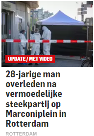 Downplayen & verzwijgen 2.0:

'Man overleden in Rotterdam-Delfshaven, MOGELIJK  door misdrijf'

'Volgens de regionale omroep Rijnmond ging het MOGELIJK om een steekpartij'

'politie vermoedt misdrijf'

NUnl verzwijgt het hele gebeuren zelfs:
die zien de multikul-bui al hangen....