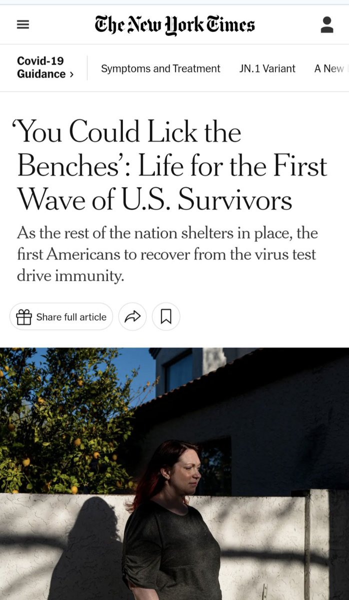 I am convinced the NYT was the biggest driver of misinformation about Covid. In April of 2020, they ran articles like this, basically telling people if you survive infection you can go out to dinner, unlike people that haven't been infected yet. 1/2