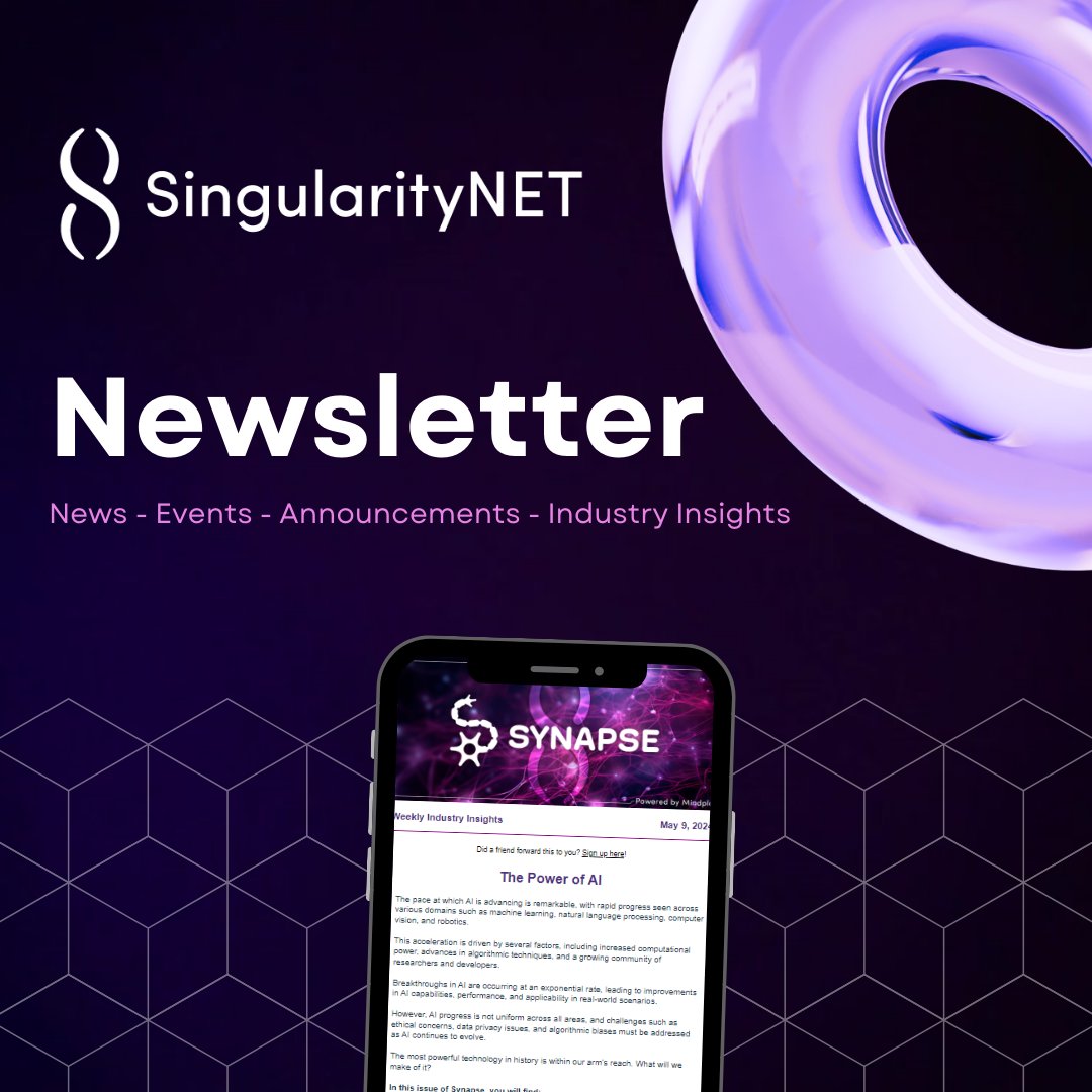 Sign up for the #SingularityNET newsletter to stay informed on the latest ecosystem happenings, news, events, announcements, and #AI industry insights: bit.ly/SNET-newsletter