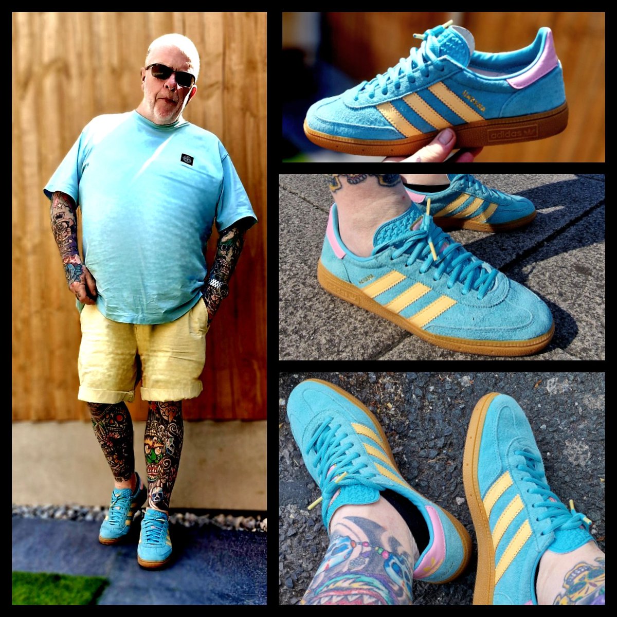 Todays sunshine wearers. 2020 Size? exclusive, 20th Anniversary, Adidas 'City series' Havanas. With a Stone Island patch project tee, and some chino shorts by Next. Shades are Rayban Carbons. Have a great Sunday. 😎 #adidasoriginals #sizeuk @adiFamily_ #stoneisland…