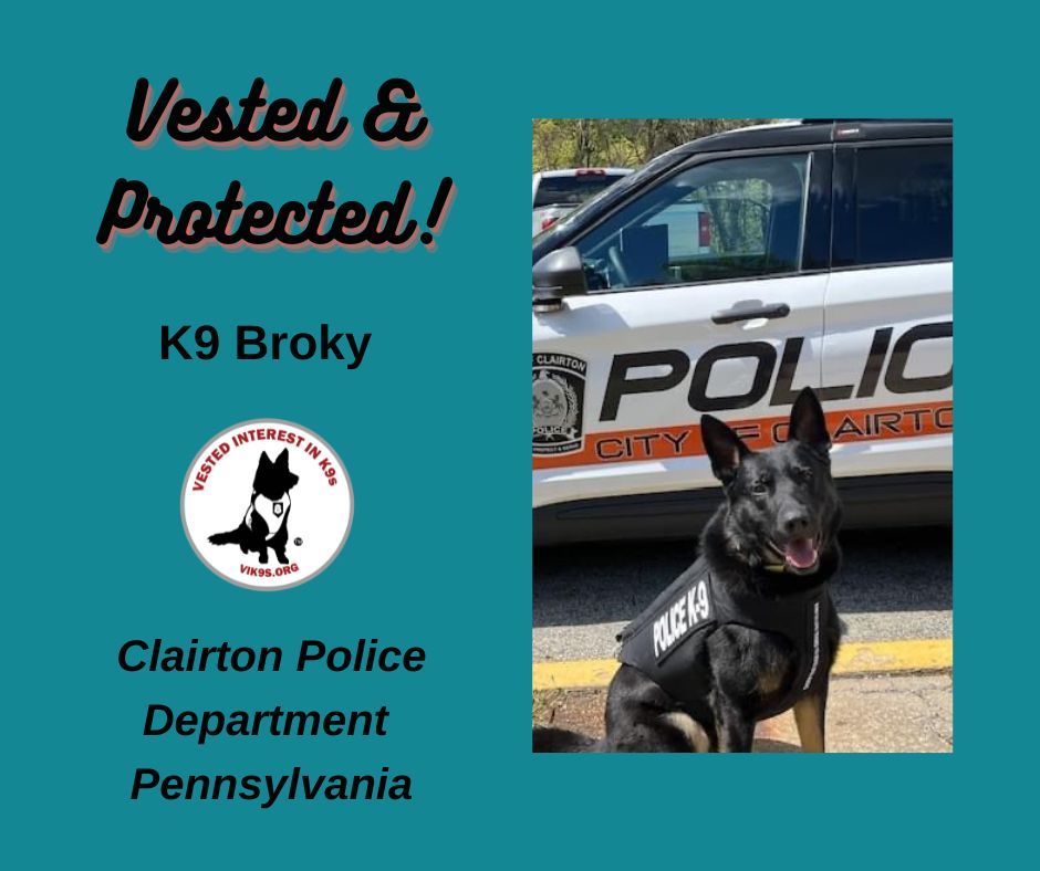 Clairton Police Department’s K9 Broky has been awarded a “Healthcare for K9 Heroes” Grant! This grant provides funding for medical insurance annual premiums, as well as medical reimbursement for self-funded K-9 units. Congrats Broky! We are honored to help protect you.