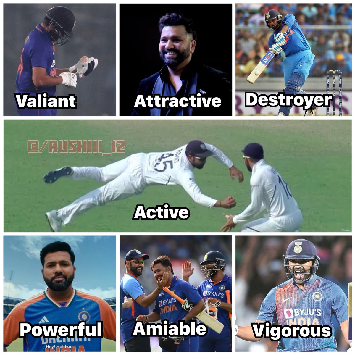 Do you know why Rohit Sharma is called as 'Vadapav'👀 Because of full form of 'Vadapav' V - VALIANT A - ATTRACTIVE D - DESTROYER A - ACTIVE P - POWERFUL A - AMIABLE V - VIGOROUS Even Rohit's haters are his biggest fans🥹🔥