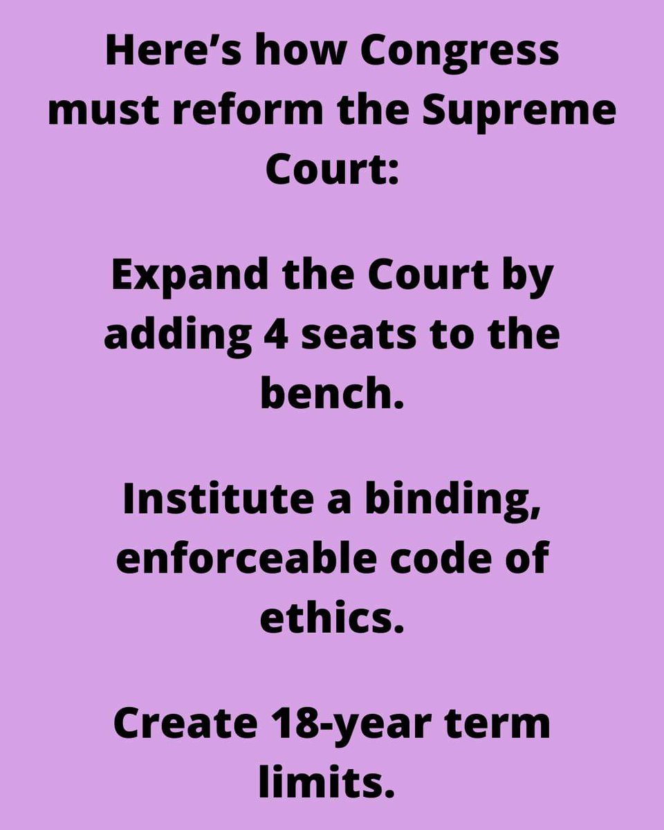 #ReformSCOTUS #ExpandTheCourt #SCOTUScodeofethics #SCOTUStermlimits