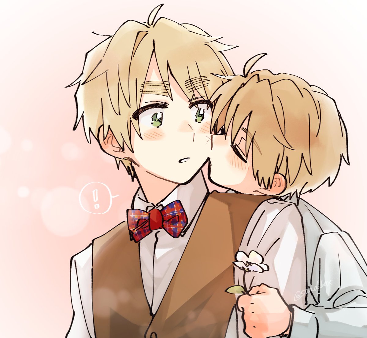 united kingdom (hetalia) blush shirt blonde hair holding bow green eyes white shirt  illustration images