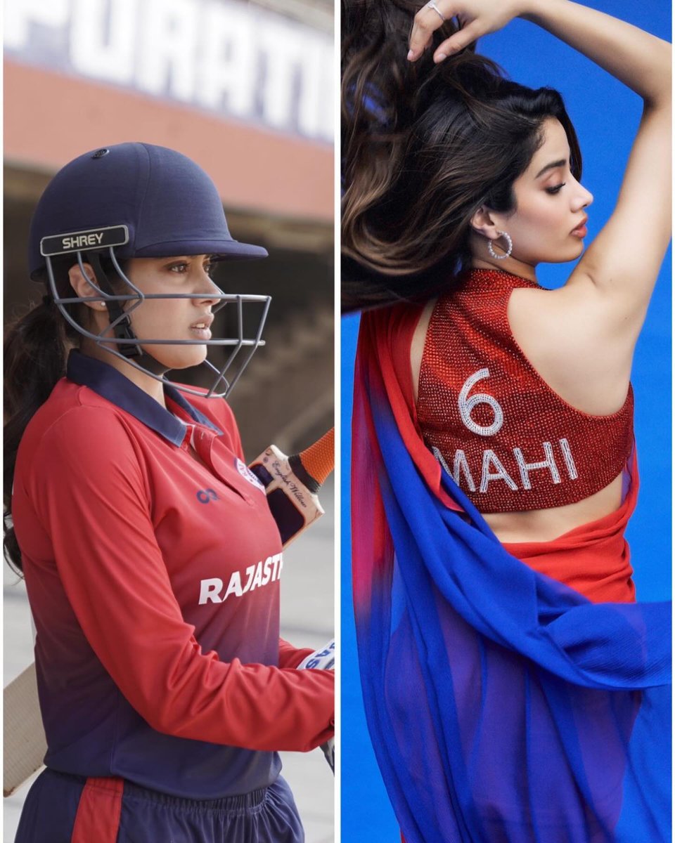 Cricket Jersey or Glam Sari? 💜🏏 #JanhviKapoor #MrAndMrsMahi #Promotions #Bollywood #Filmyglamour #RajkummarRao
