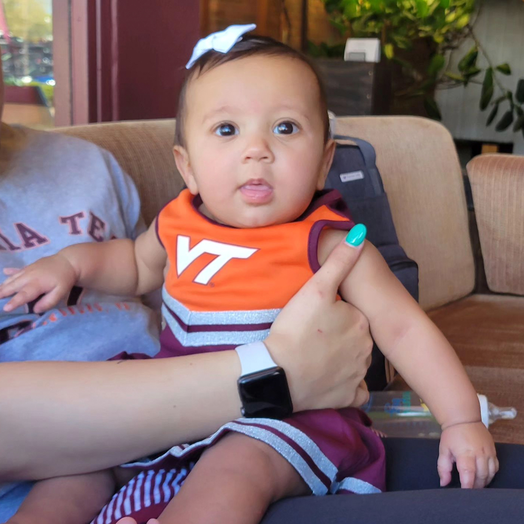 Like mama, like daughter 🥰 Happy Mother's Day to all the Hokie moms! (📸: Minoka Yonts) #HokieBaby