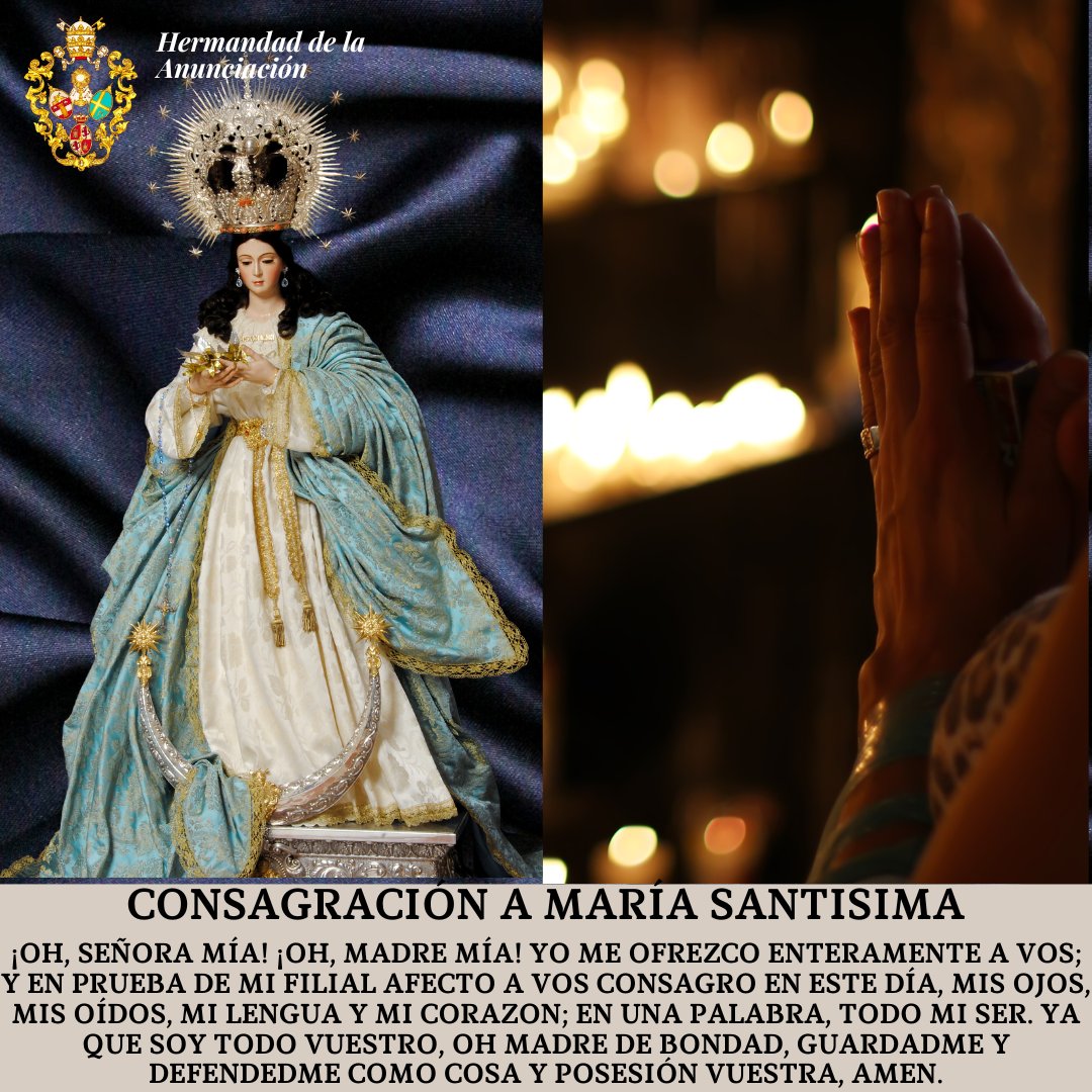 ✝️  Consagración a María Santísima.                                                                                                                           #OremosJuntos #LaHoraDeMaria