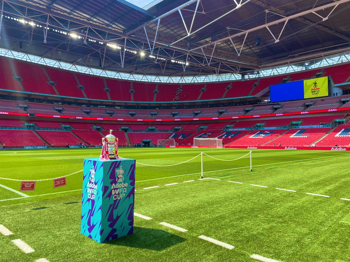 Stage set at Wembley ahead of the 54th Women’s #FACup final - #mufc v #thfc live on @talkSPORT2 with @_CSK9 @TheAdrianDurham and me!