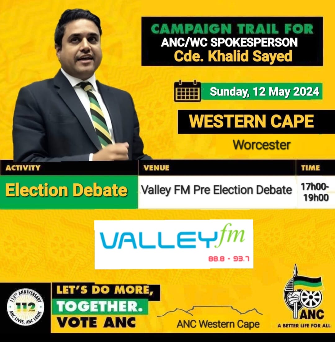 Looking forward to an enriching elections debate in Worcester tonight live on Valley FM #LetsDoMoreTogether #VoteANC2024