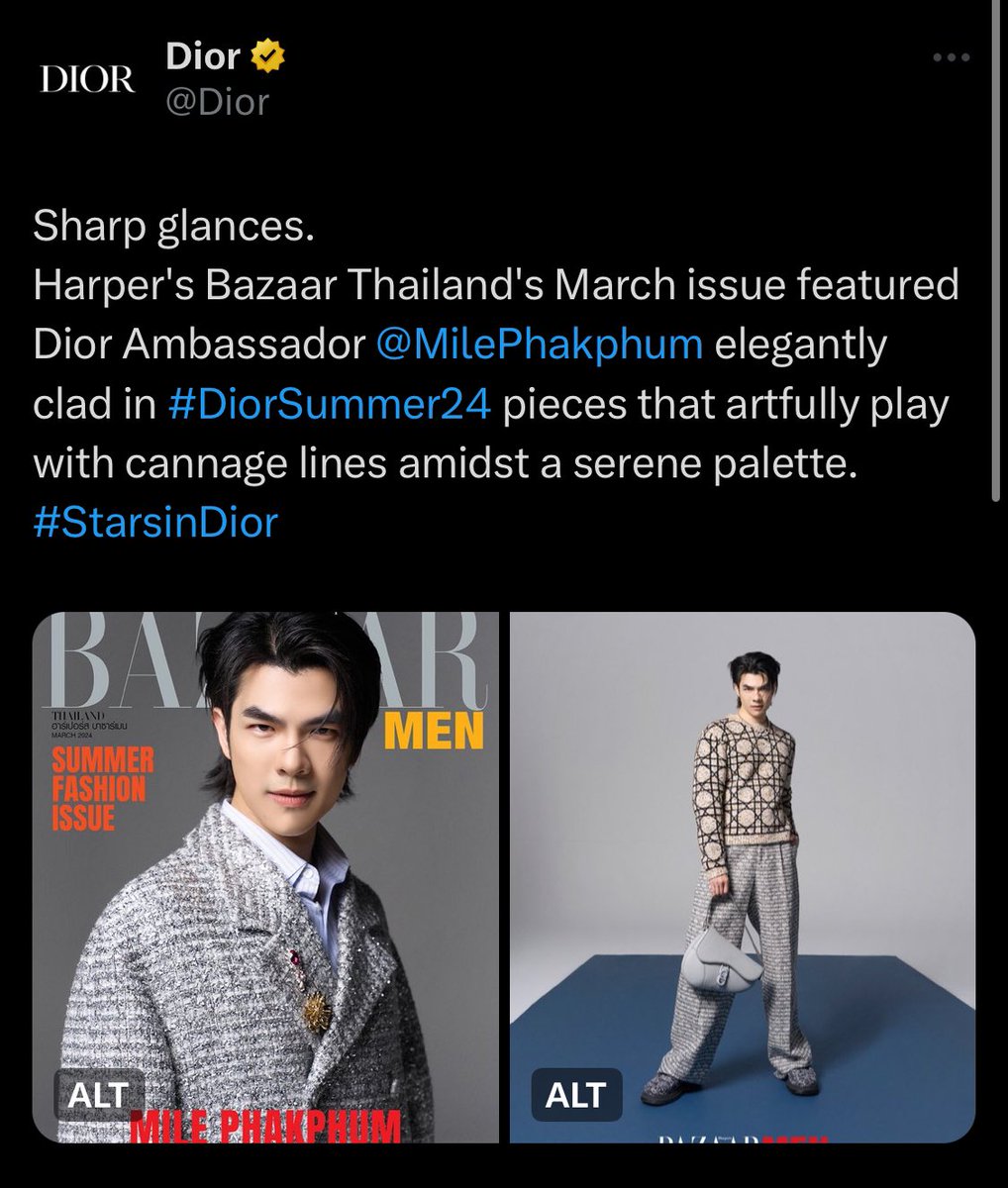 Added : Dior also post Mile in twitter & Apo in Instagram Dont forget to come & make engagement 💚💛 we so proud to see it @milephakphum @Nnattawin1 @Dior #dior #starindior #MilePhakphum #ApoNattawin