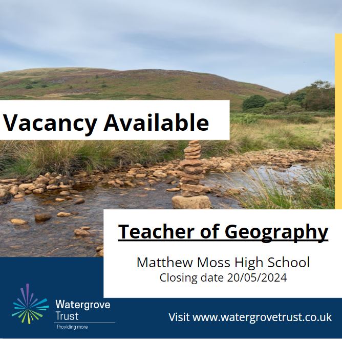 New Vacancy Alert! 🚨 Our growing school is looking for a Teacher of Geography to join the Humanities Faculty. Apply here: bit.ly/4aeiSlR #providingmore #watergrovetrust #getrochdaleworking #vacancies #CHANGE