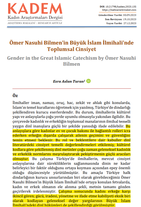@sarseven @TabelaPartisi1 Kademciler Ömer Nasuhi yi bile beğenmez olmuşlar..Onlara göre; Büyük İslam ilmihali, GELENEKSEL DEĞER YARGILARI ile yazılmış 🤦