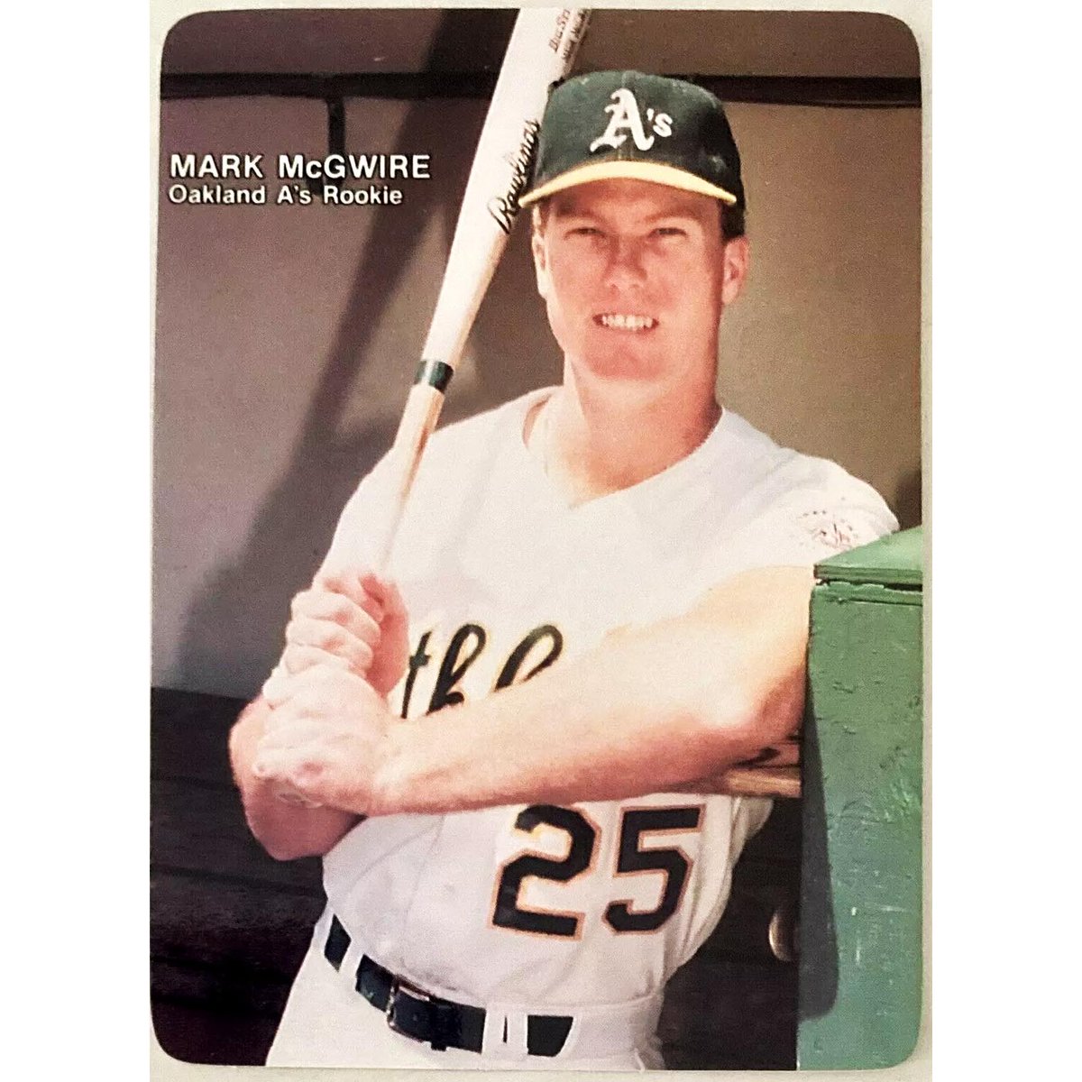 RepackedWax's tweet image. 1. In honor of #MothersDay, we present to you one of the 1987 #MothersCookie #MarkMcGwire cards issued by the Oakland-based bakery. If you check out his April/May 1987 stats, which were included on the back of the card - 42 games, 19 HRs, 36 RBIs and .266 avg. ...