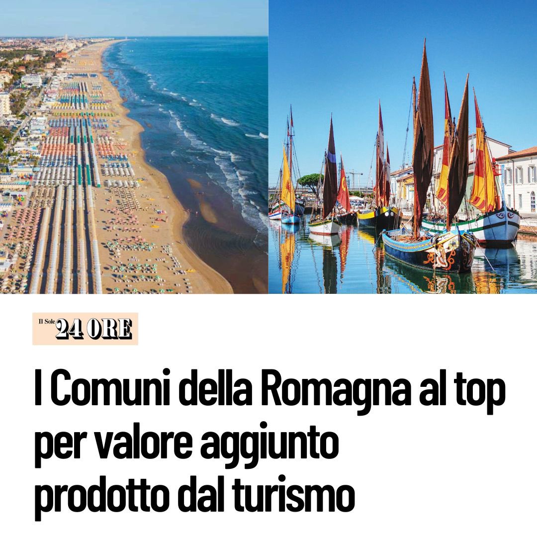 Valore turismo: Rimini al primo posto, con Cesenatico, Riccione e Cervia nei primi dieci in Italia 🏖️🎡 Svetta la Romagna nella classifica del Sole 24 ore sul valore aggiunto prodotto dai Comuni turistici. Che forza la Romagna! 💪🏻