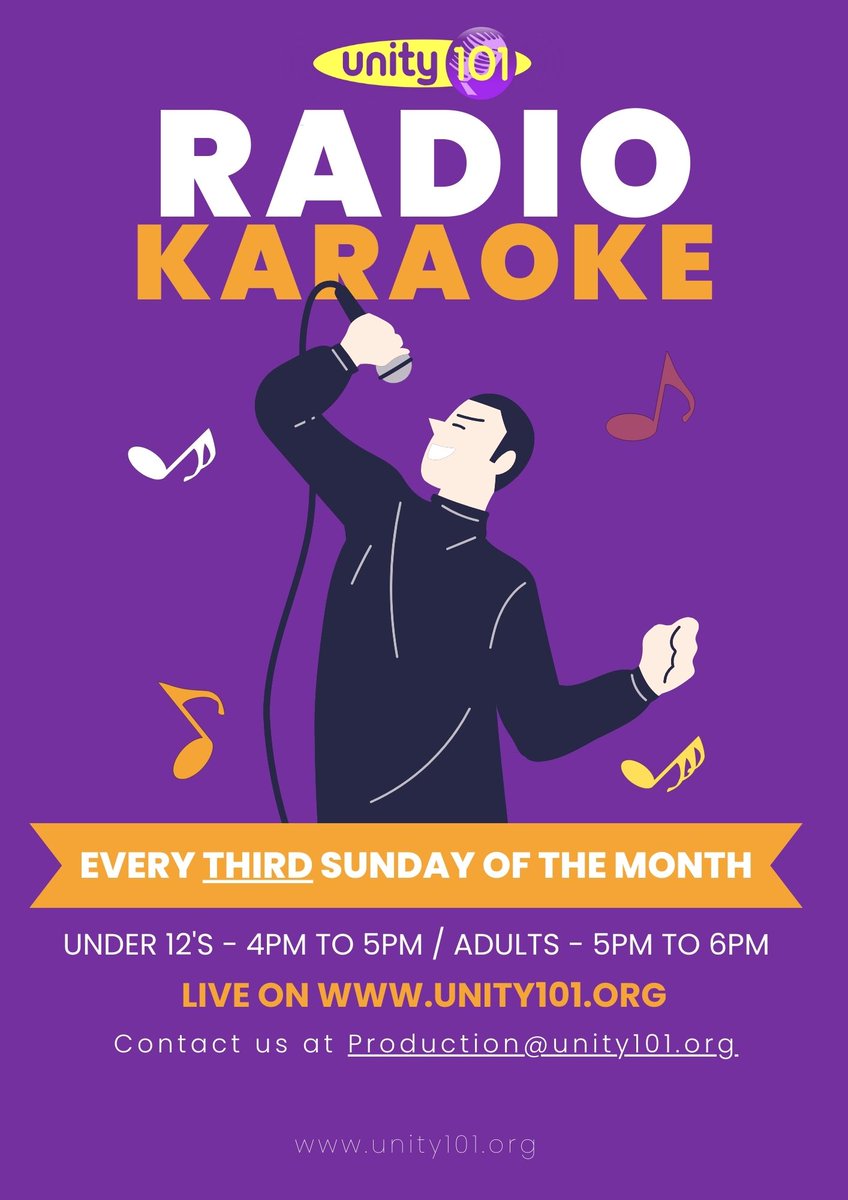 📷 Ready to belt out your favorite tunes for all to hear? Join us on 'Radio Karaoke' and turn your shower singing into stardom! 📷📷 Whether you're a seasoned vocalist or just looking for some fun, we want you! Email Production@unity101.org to grab your spot. All are welcome!