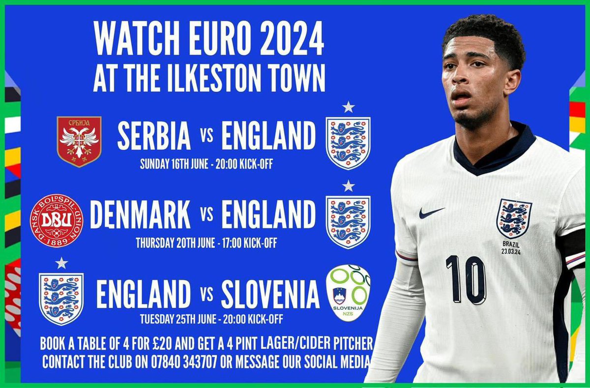 🏴󠁧󠁢󠁥󠁮󠁧󠁿 England Euro’s | LIMITED SPACE LEFT FOR OPENING GAME 🎶 All the household favourite England football songs will be on before the match with offers for buckets of beers and much more on the day. 💵 £20 per table of four, and you will arrive to a 4 pint pitcher of lager, cider