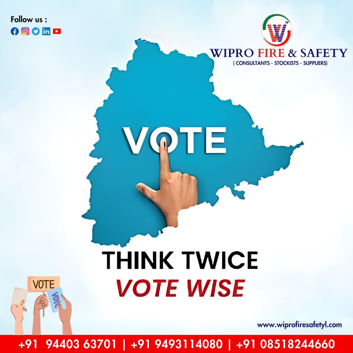 🗳️ VOTE 🗳️

THINK TWICE, VOTE WISE.

Visit us at wiprofiresafetyl.com for more information. Contact us at +91 9440363701, +91 9493114080, or +9108518244660.

#VotingMatters #VoteWisely #WiproFireSafety #YourVoteYourVoice