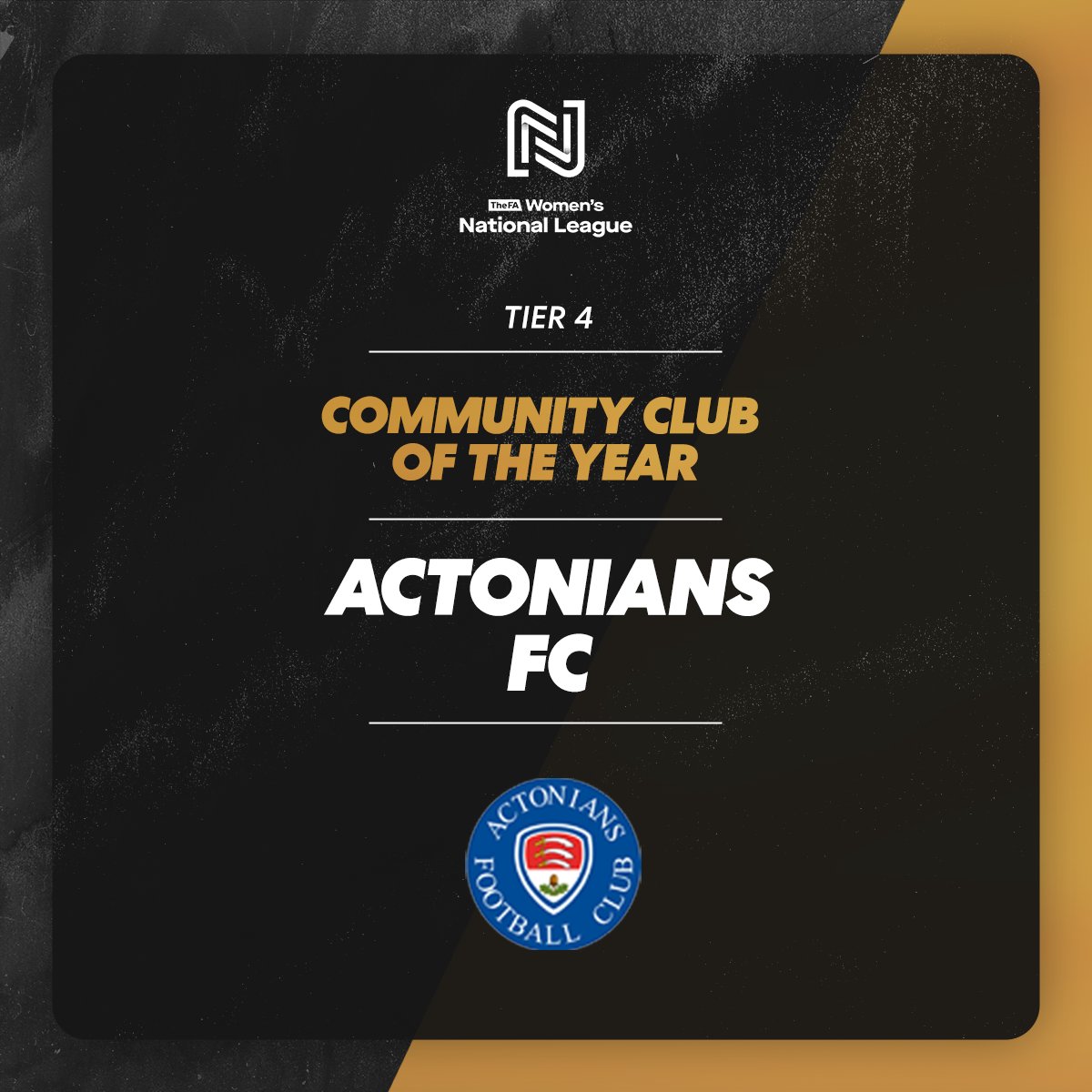 Division One Community Club of the Year 🏆 Actonians! #FAWNLAwards | @ActoniansLFC