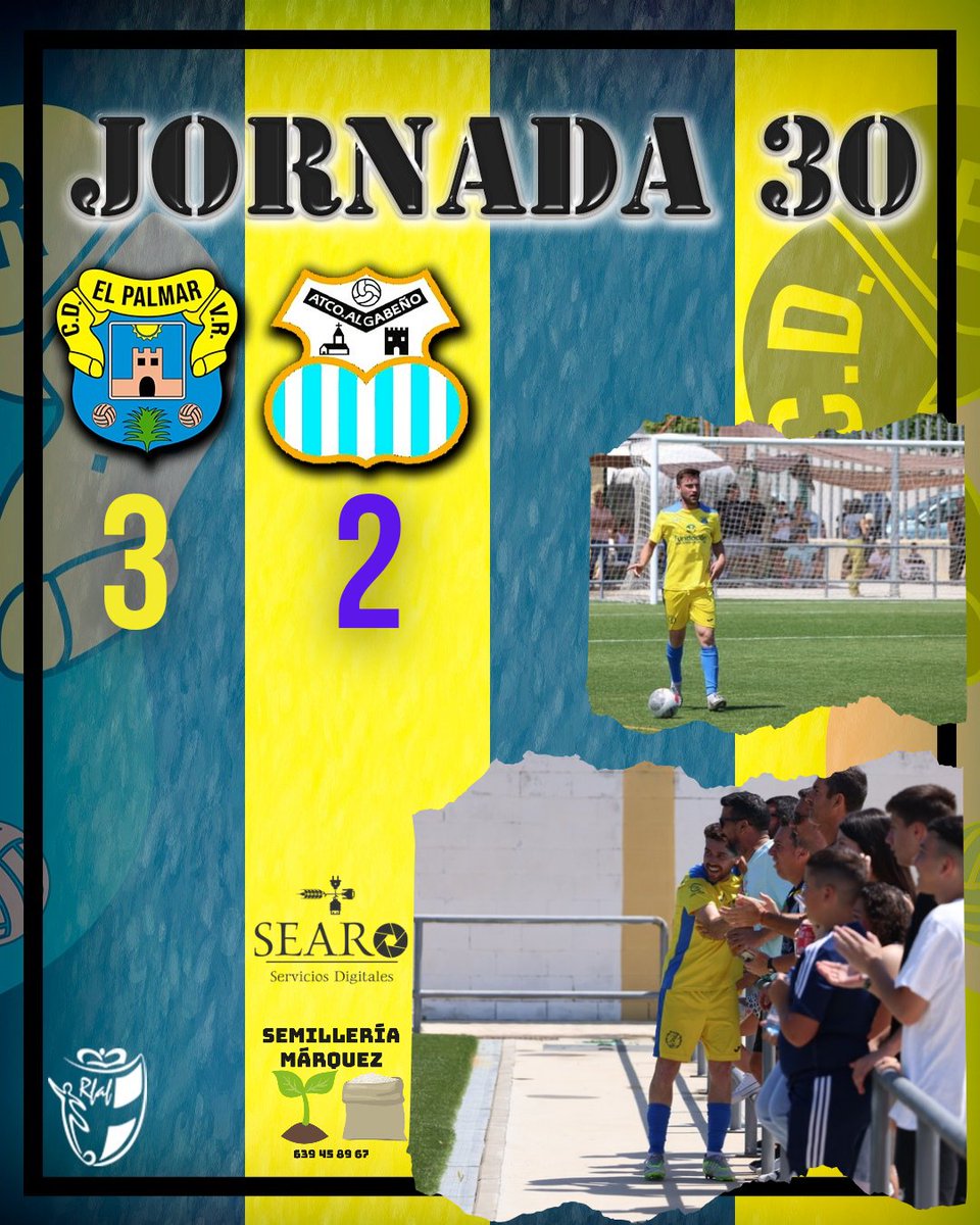 ⏱ 90’ • CD El Palmar VR • AT Algabeño 3️⃣ - 2️⃣

⚽ Goles de <a href="/dieguito_panal/">diego panal</a> y dos de <a href="/titiromero27/">✨◀TITI ROMERO ▶✨</a> 

🔚 FINAL DEL PARTIDO