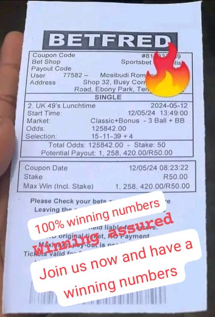 Tea time is here again it's going to be boom! Boom!! And no more doom! Doom!! I promise that today is gonna be boom! Boom!! So come and let say goodbye to Doom! Doom!! No more crying... No more sadness.... 100% Winning Numbers Guaranteed WhatsApp me @+27602388414
