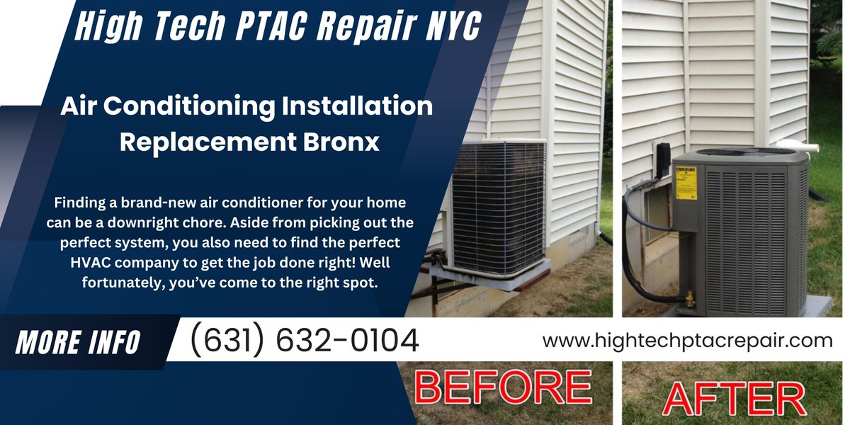 Air Conditioning Installation and Replacement in New York, Queens, Brooklyn, Bronx.
Call us Today: (631) 632-0104 or visit: hightechptacrepair.com
#HVACservice, #HVAChacks, #HVACinstall, #Install, #Installation, #HVACrepair, #HVACquality, #HVACmaintenance