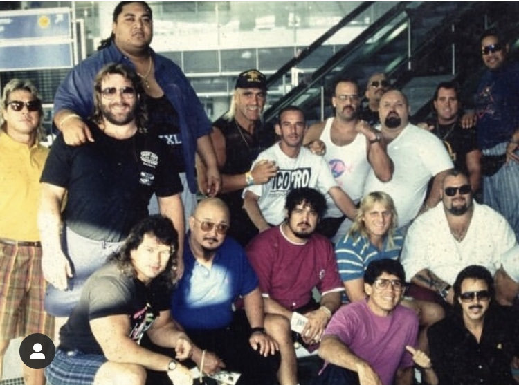 Hey daddy, check out Bill Fonzie Alfonso at the London Heathrow airport on a world tour with Hogan and all his Superstar friends 1993