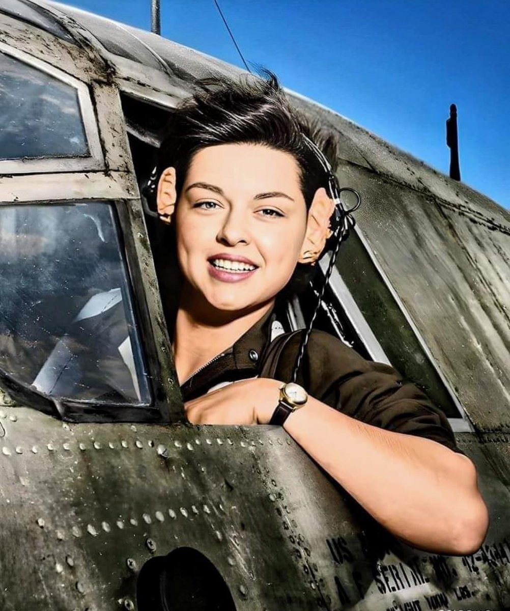 22 year old WASP pilot Elizabeth L. Remba Gardner at the controls of a B-26 bomber at Harlingen Army Air Field, Texas the year is 1943.