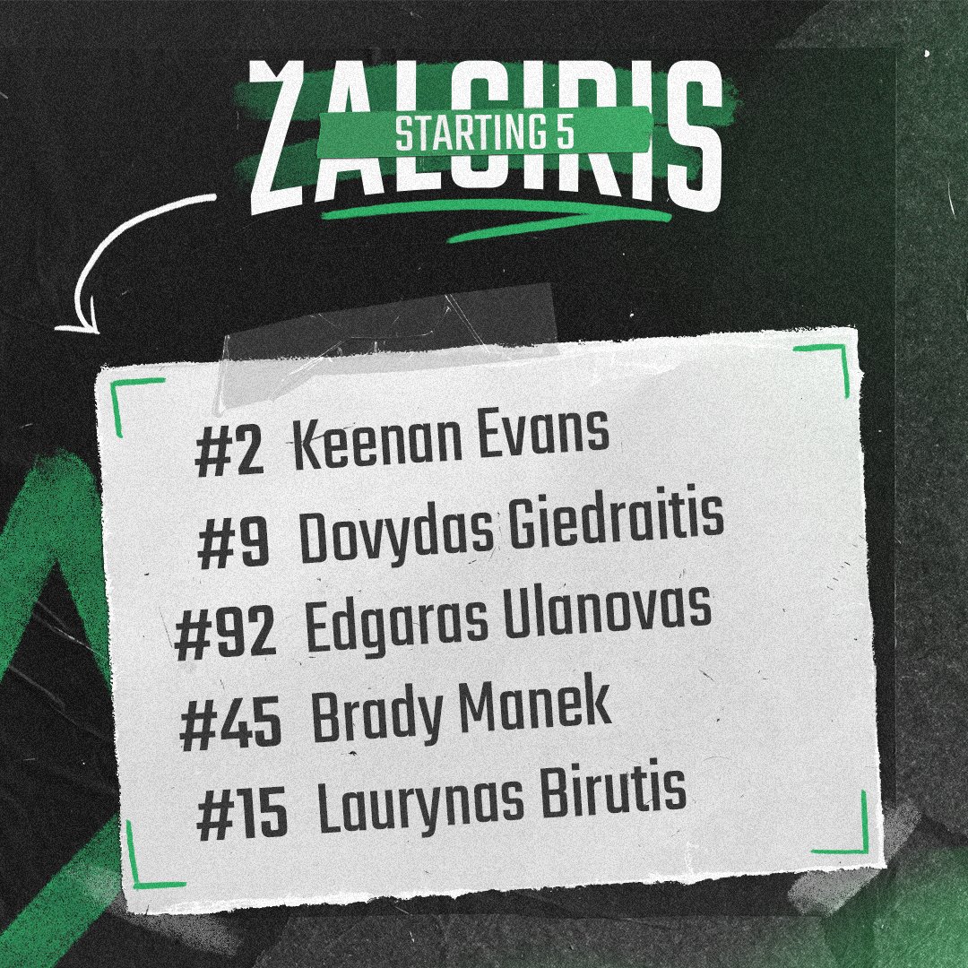 Zalgiris starting 5⃣ for the first game of the playoffs!