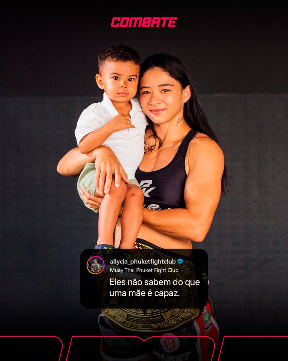 RESPEITA A MAMÃE DO JOSUÉ! 👏 Allycia Rodrigues já provou mais de uma vez que é uma fera brabíssima e sustenta com orgulho seu cinturão peso-átomo do muay thai no ONE! 👑💪 #Combate #DiaDasMaes #ONEnoCombate #AllyciaRodrigues