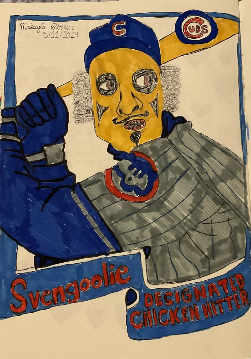 This artwork is for all of the @Svengoolie and @Cubs fans!! Here is #Svengoolie, the “Designated Chicken Hitter” for the #ChicagoCubs! #SvenPals #LoveSven #YouHaveToSeeIt