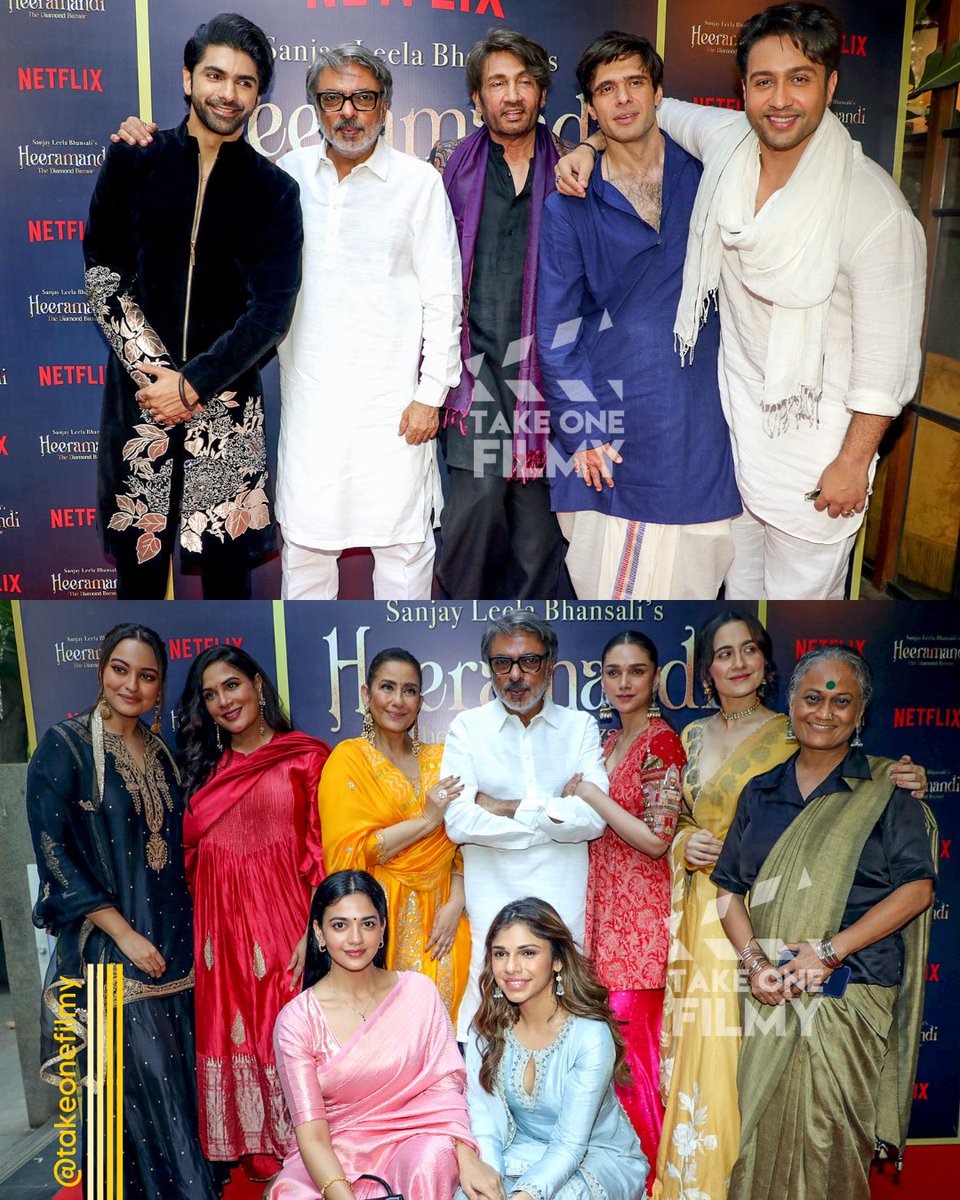 #SanjayLeelaBhansali along with #ManishaKoirala, #RichaChadha #SonakshiSinha, #TahaShahBadussha, #ShekharSuman, #AdhyayanSuman and others pose for a photo during the series's success party 🥳 in Mumbai 📍