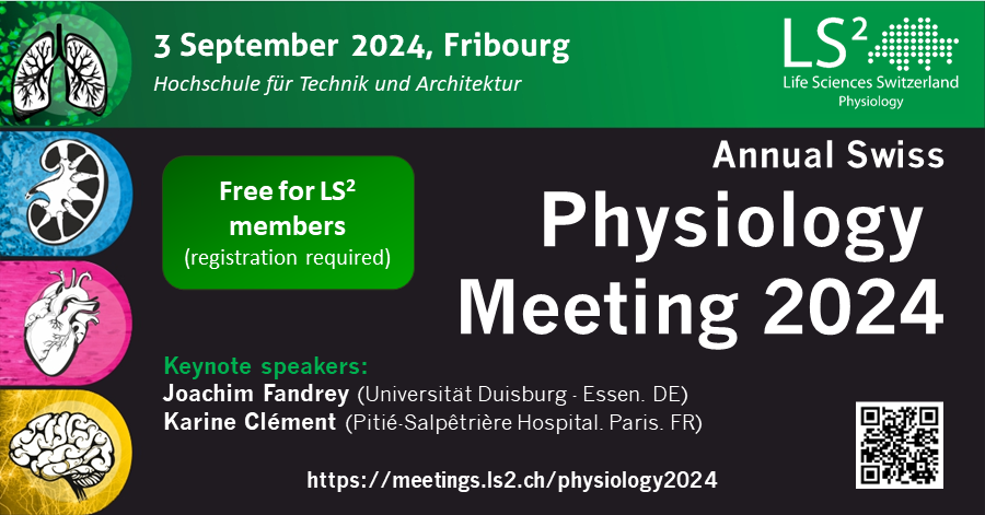 The Swiss Physiology Meeting 2024 will take place in Fribourg on 3 September 2024! Submit an abstract for the Young Investigator Award until 𝟑 𝐉𝐮𝐧𝐞 𝟐𝟎𝟐𝟒! meetings.ls2.ch/physiology2024 #physiology