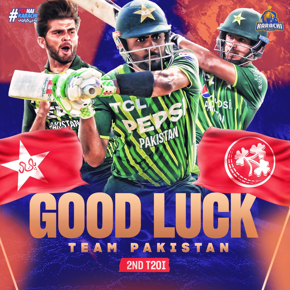 Game day! Ready for the 2nd T20I against Ireland. Sending best wishes to Men In Green 🇵🇰 #YehHaiKarachi | #KingsSquad | #IREvPAK