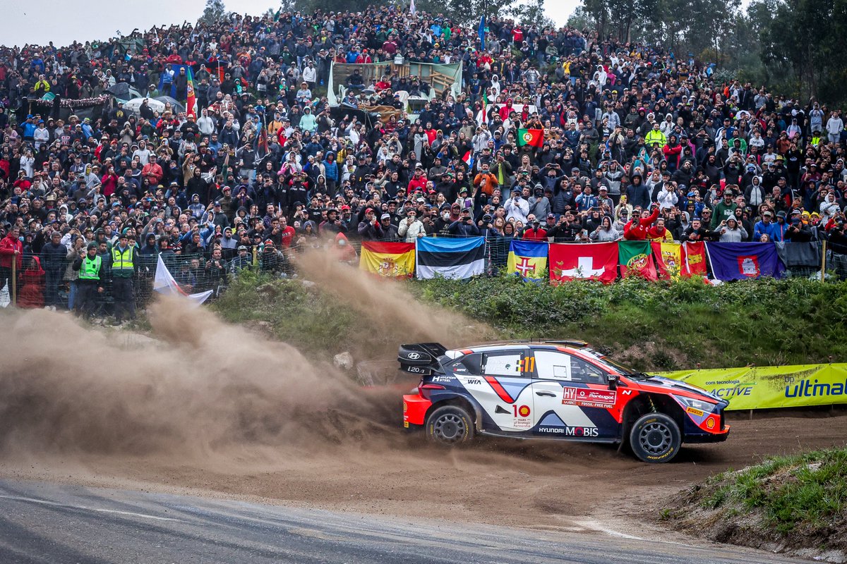 WRC Campeonato Construtores – após 5 provas: 1.º Hyundai Shell Mobis, 219 pontos; 2.º Toyota Gazoo Racing, 215; M-Sport Ford, 116.🏆 #RallydePortugal #wrc #acp