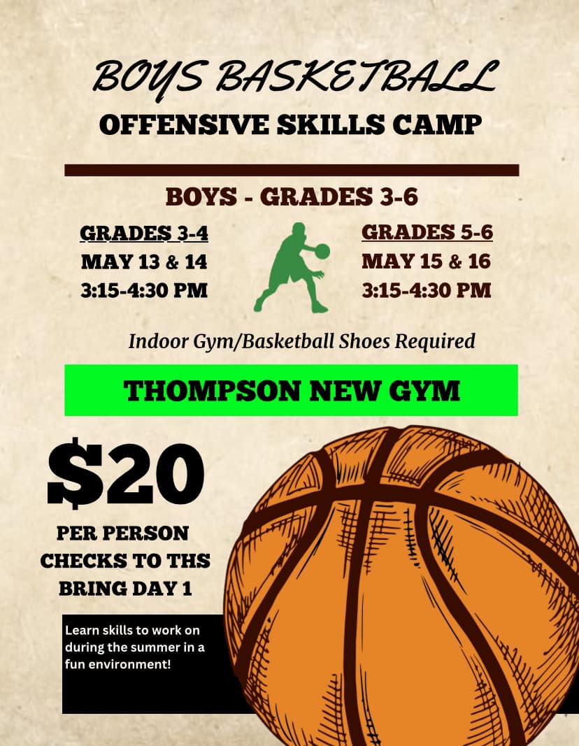 Thompson School (@tpsnd61) on Twitter photo Reminder! BBB camp in the new gym THIS WEEK! Participants can bring their payment with them on the first day, be sure to wear inside gym shoes. Reminder! BBB camp in the new gym THIS WEEK! Participants can bring their payment with them on the first day, be sure to wear inside gym shoes.