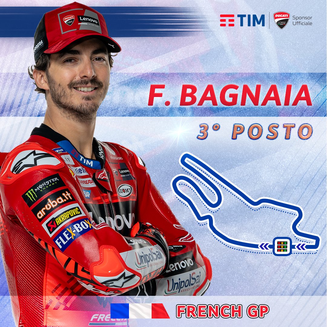 Siamo fieri di te Francesco Bagnaia! 👏❤️‍🔥 Il pilota del #DucatiLenovoTeam sale sul podio del #MotoGP di Francia, classificandosi al 3° posto. Già carichi per la prossima sfida in pista 🙌 #ForzaDucati! @ducaticorse #LaForzaDelleConnessioni ​#FrenchGP