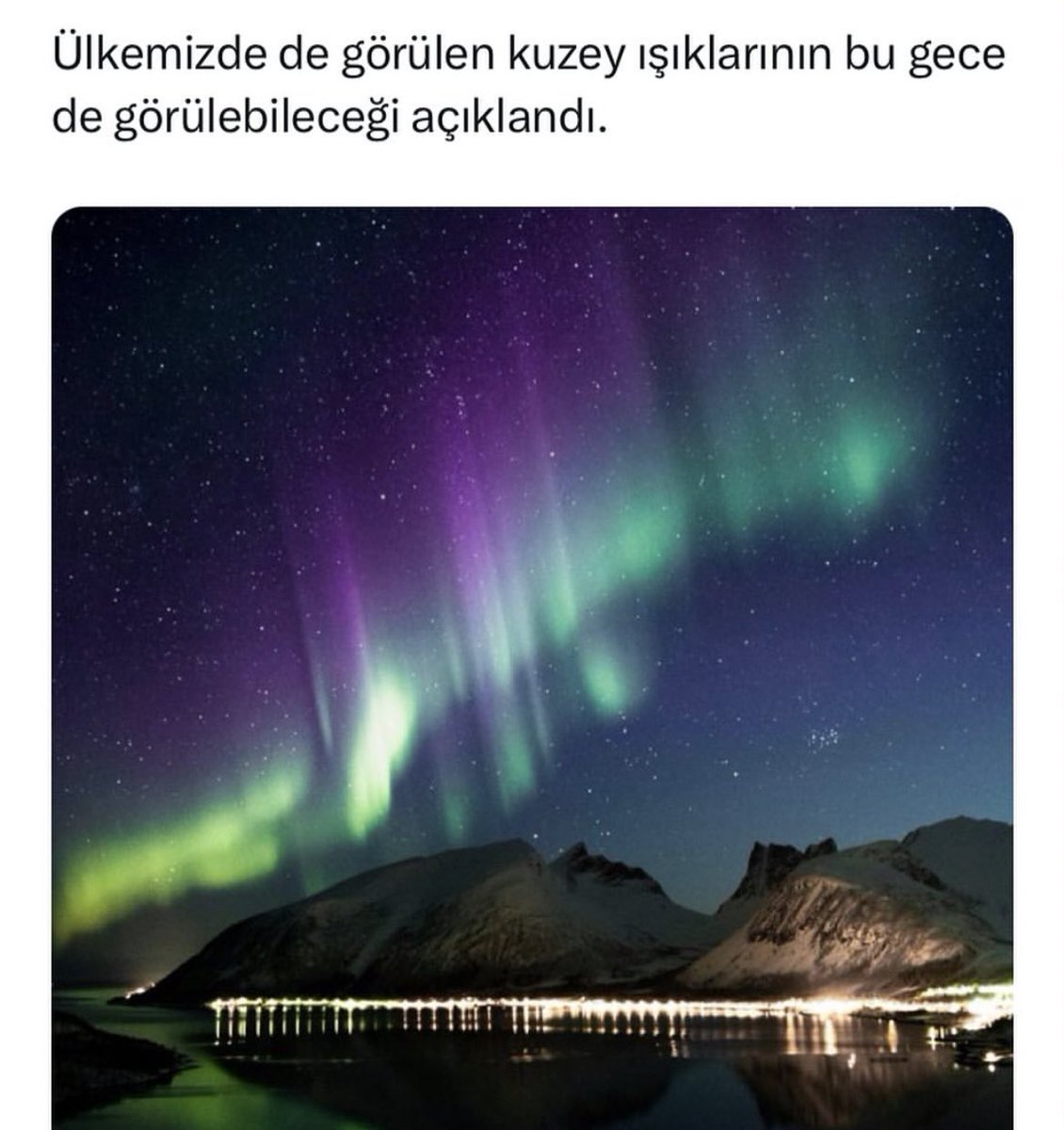 Allahım baktı ki ülkede ekonomi kötü bunlar kalkıp kutuplara falan gidemez, en iyisi ben kuzey ışıklarını onlara getireyim demiş.