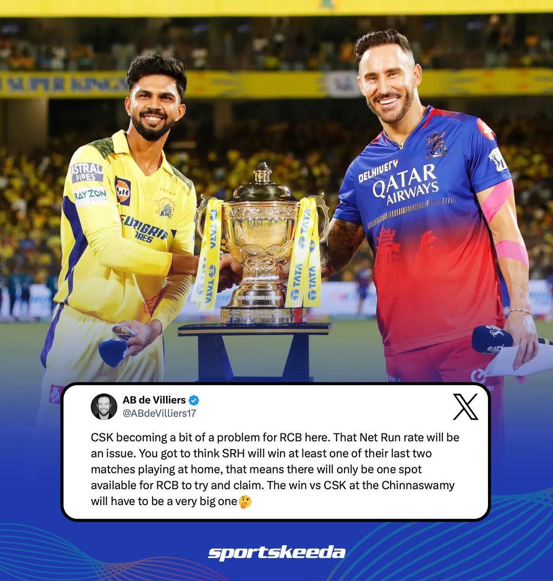 The ultimate showdown is loading at the Chinnaswamy on 18th May! ⚔️

#CSK #RCB #CricketTwitter #IPL2024
