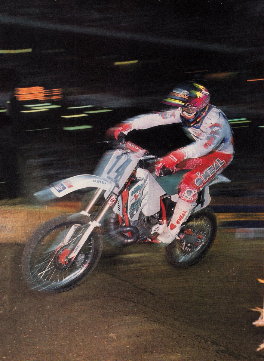 Factory KTM's Mike Fisher piloting his 250SX in 1991 - @motocrossactionmag Pic