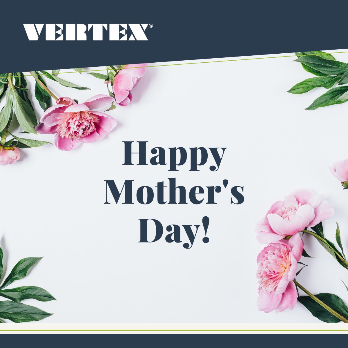 Happy Mother's Day from all of us at VERTEX! Today, we celebrate the incredible strength, love, and wisdom of mothers everywhere. Thank you for all you do! #MothersDay #Gratitude #Vertexeng