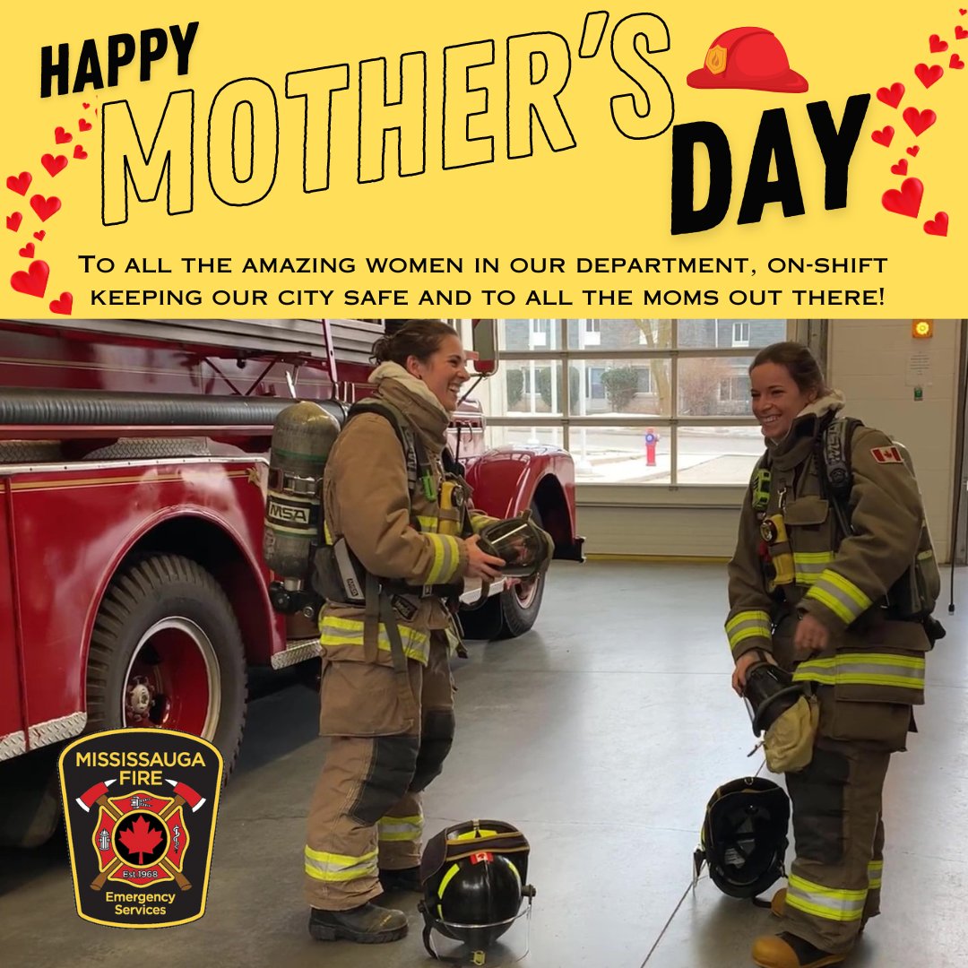 Happy Mother's Day to all the incredible women in our fire department and to every mother out there! Your strength, dedication, and love make the world a safer and better place. Thank you for all that you do! 💐👩‍🚒 #MothersDay #Mississauga