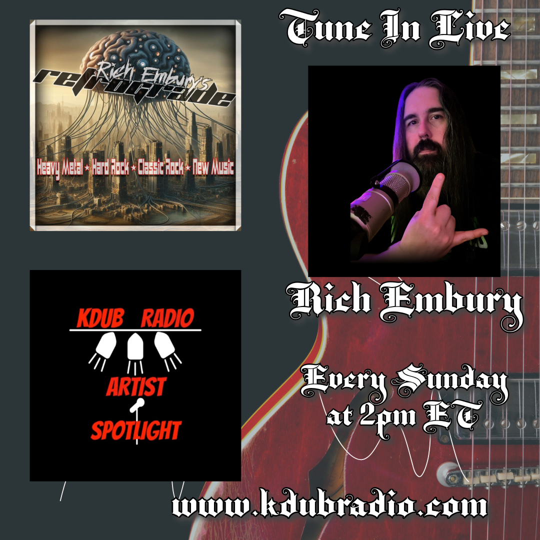 Join us at 2 p.m. ET for Rich Embury's R3TR0GR4D3. You can catch it on KDUB Radio's Artist Spotlight, the extension of KDUB Radio. kdubradio.com/artist-spotlig… @bdub1199 @richembury