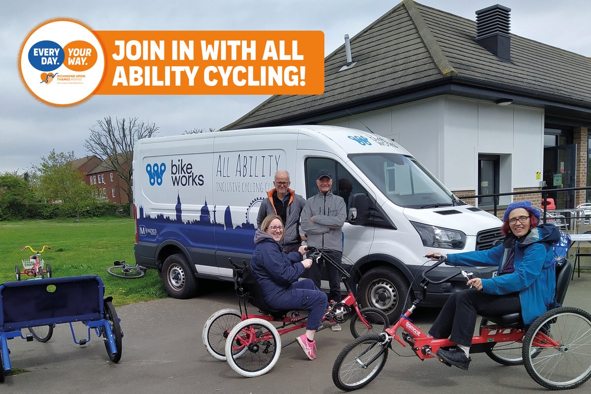 Come to our next All Ability Cycling Session! Between 10.30am and 12.30pm on Wednesday (15 May), come along and explore Kneller Gardens and the surrounding areas on specially adapted bicycle and tricycles 🚲 Get in touch with Frances at outdoor.learning@outlook.com to join in!